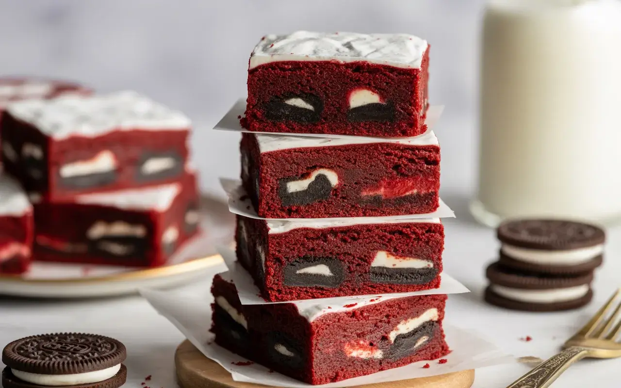Cookies and Cream Red Velvet Brownies