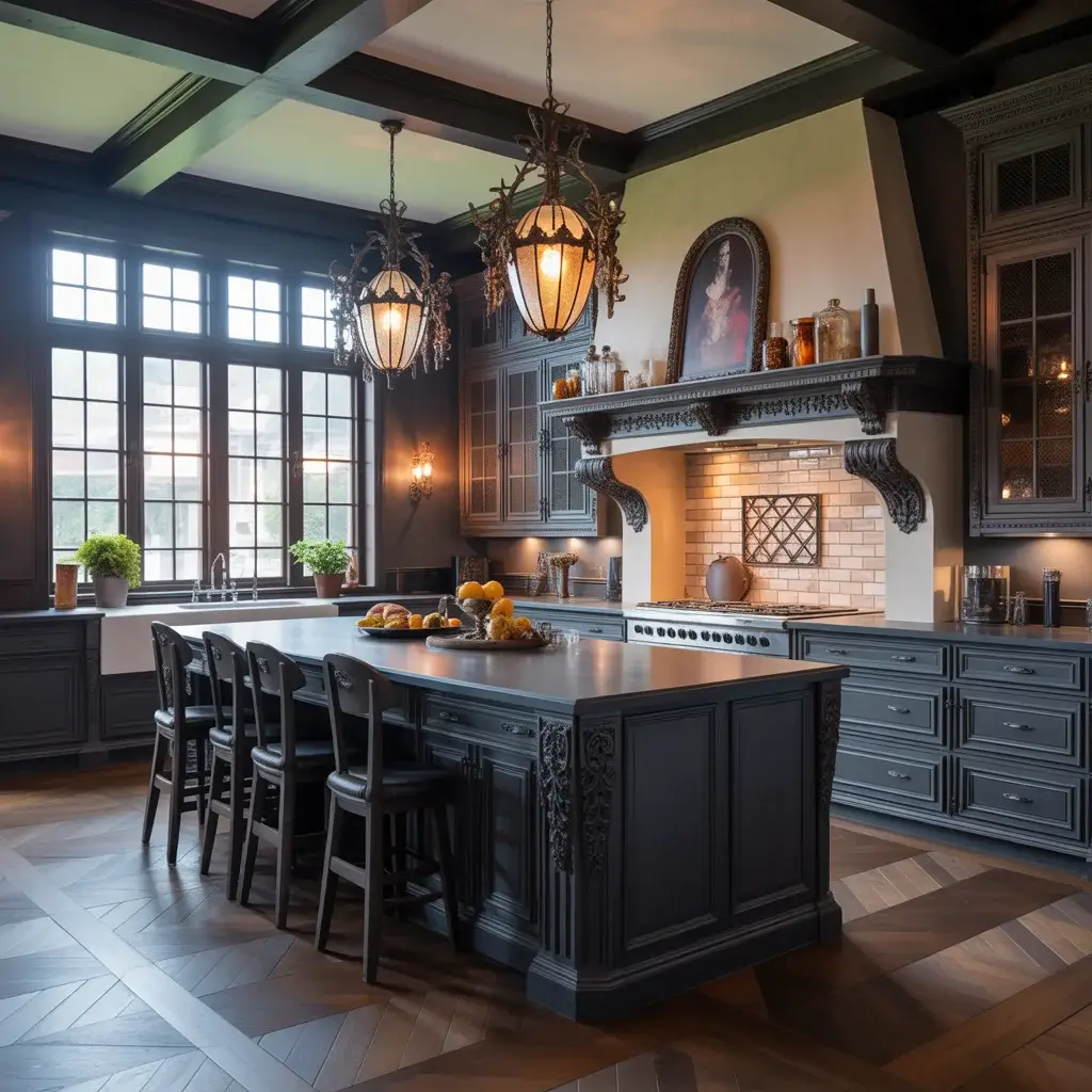 Gothic Kitchen Islands and Dining Areas
