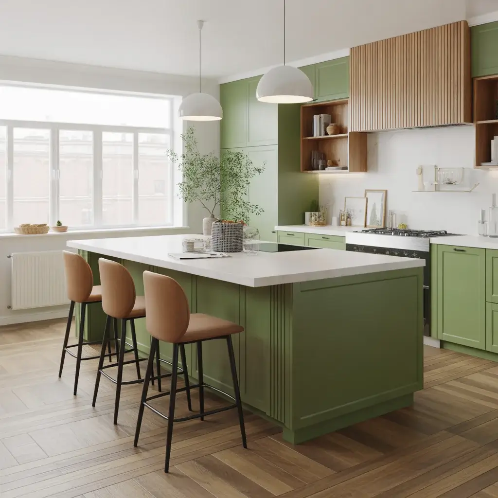 Green Kitchen Islands