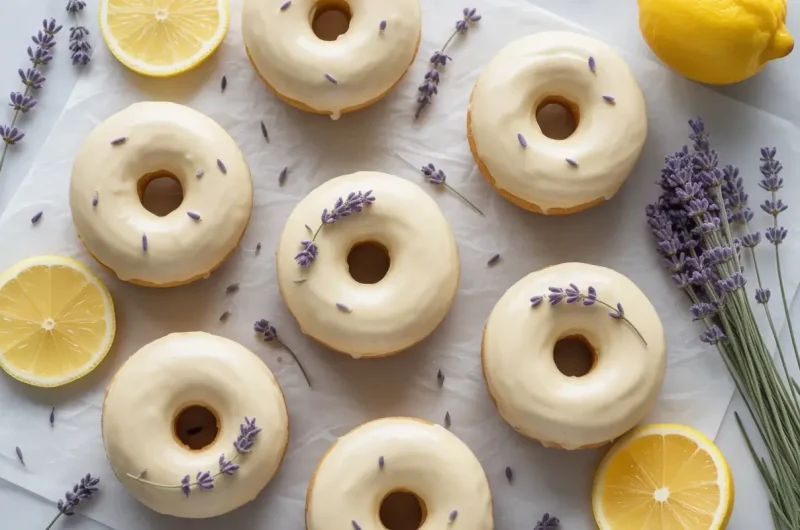 Lemon Lavender Glazed Donuts