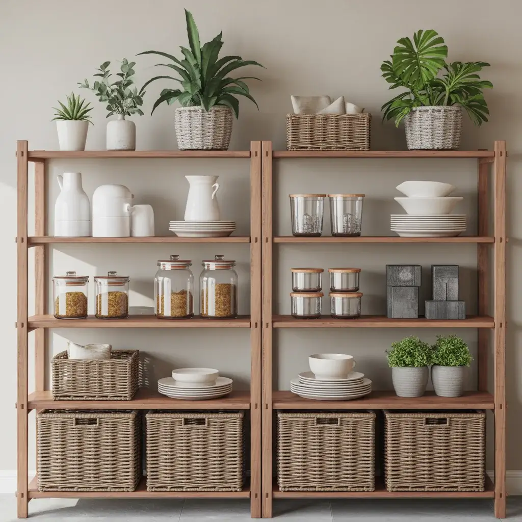 Open Shelving with Natural Materials