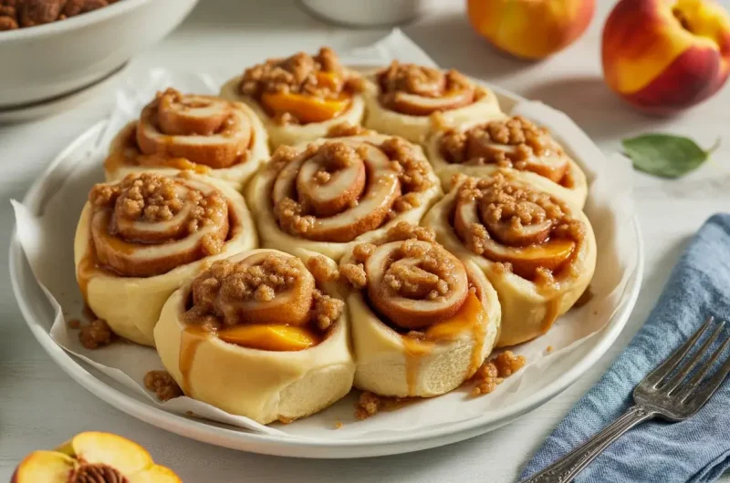Peach Cobbler Cinnamon Rolls