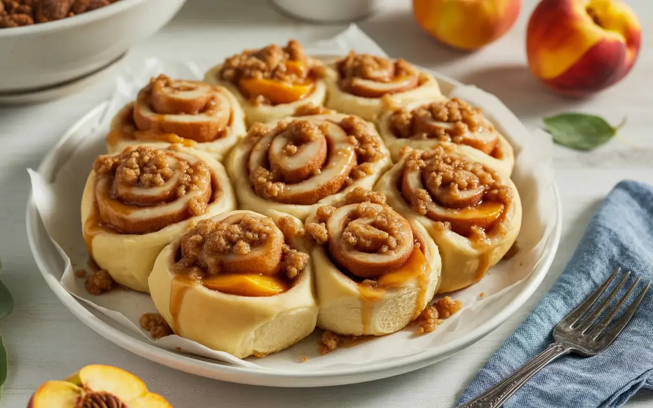 Peach Cobbler Cinnamon Rolls