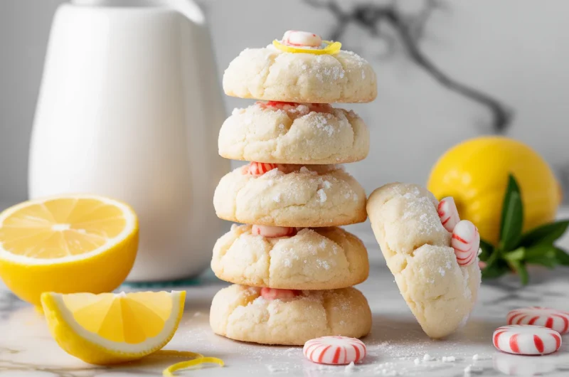 Peppermint Lemon Snowball Cookies