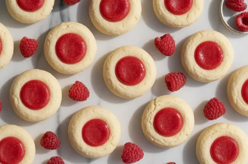 Raspberry Cheesecake Thumbprint Cookies