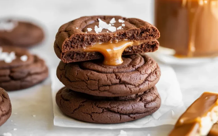 Salted Caramel Stuffed Chocolate Cookies