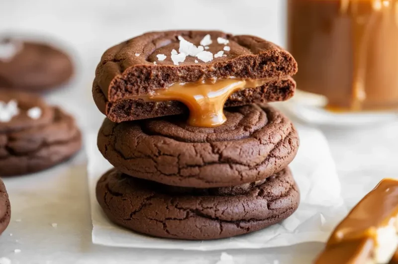 Salted Caramel Stuffed Chocolate Cookies