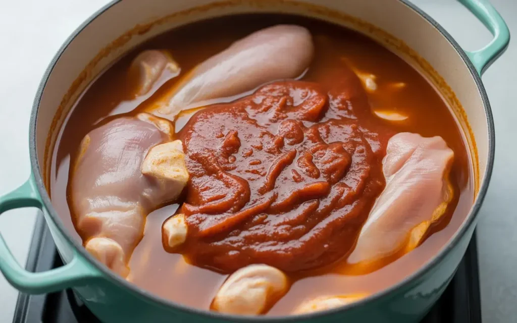 Step 3: Add Chicken and Liquids