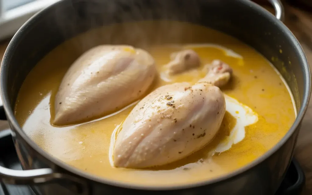 Step 3: Add Liquids and Chicken