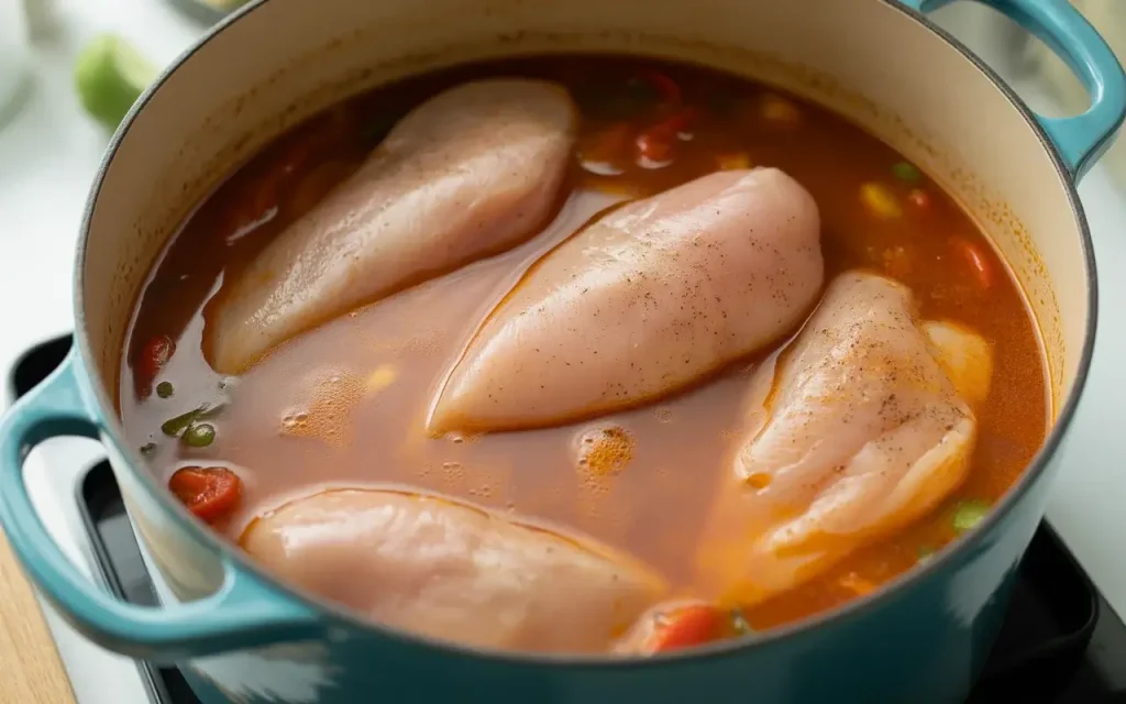 Step 4: Add Liquids and Chicken