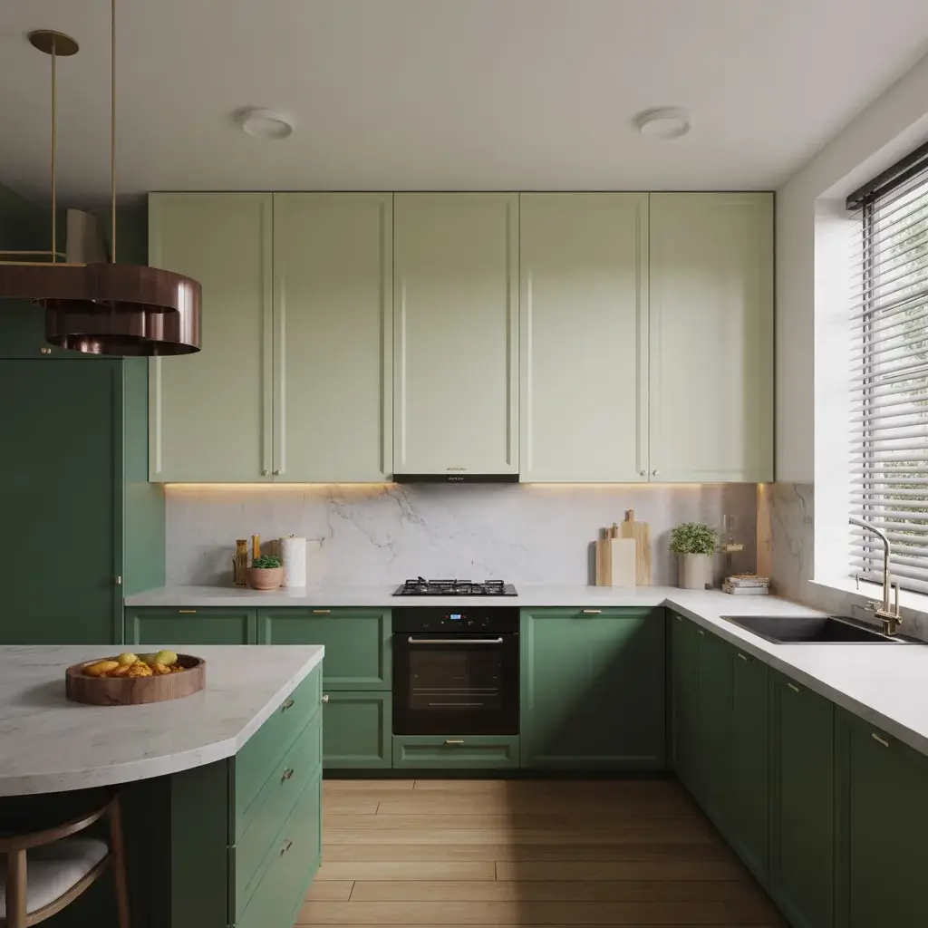 Two Tone Green Kitchen Concepts