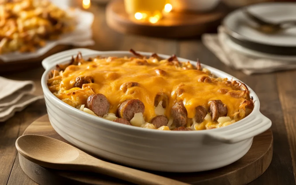 13. Easy Cheesy Sausage and Hashbrown Casserole