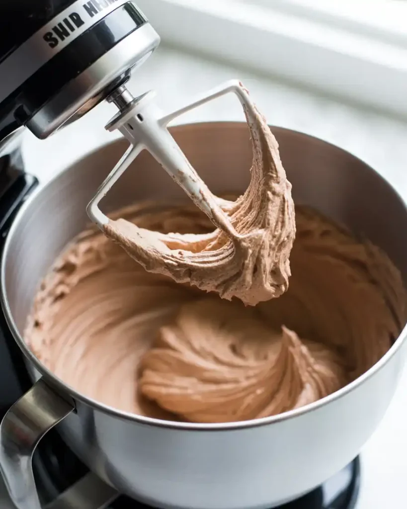 Properly whipped buttercream holds stiff peaks and won't melt