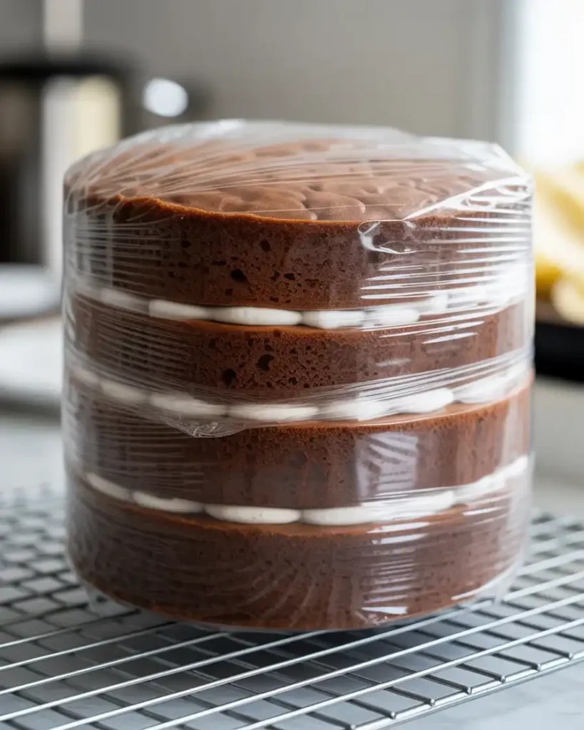 Wrapped cake layers stay moist for days and freeze beautifully