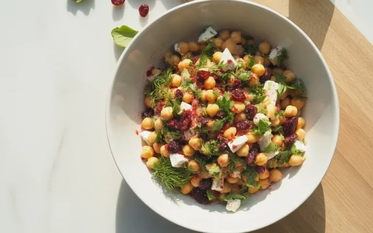 Cranberry Feta Chickpea Salad with Lemon Vinaigrette