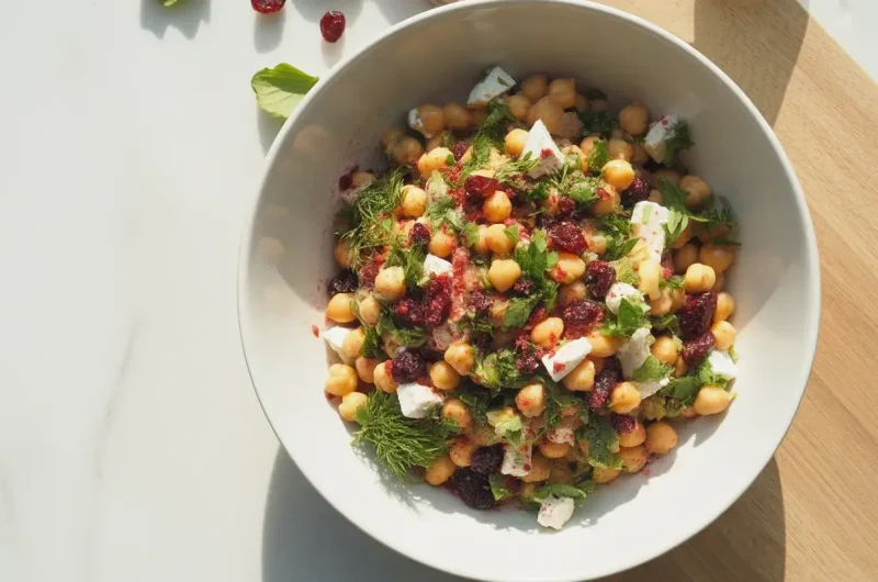 Cranberry Feta Chickpea Salad with Lemon Vinaigrette