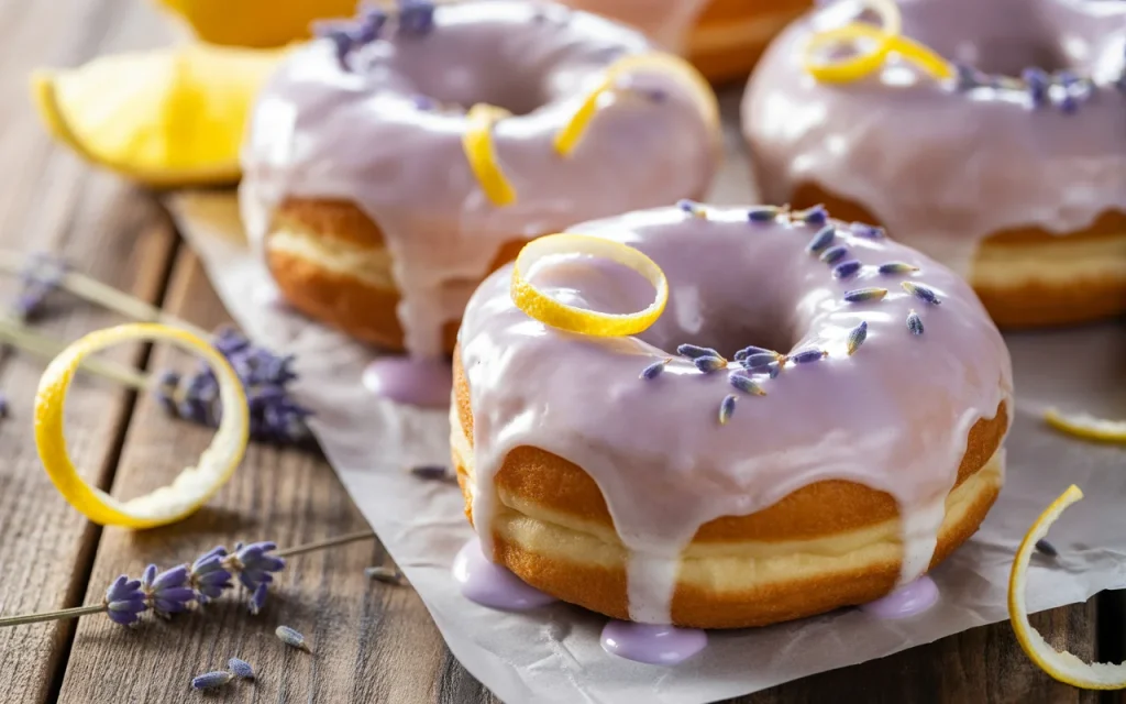 Lemon Lavender Glazed Donuts