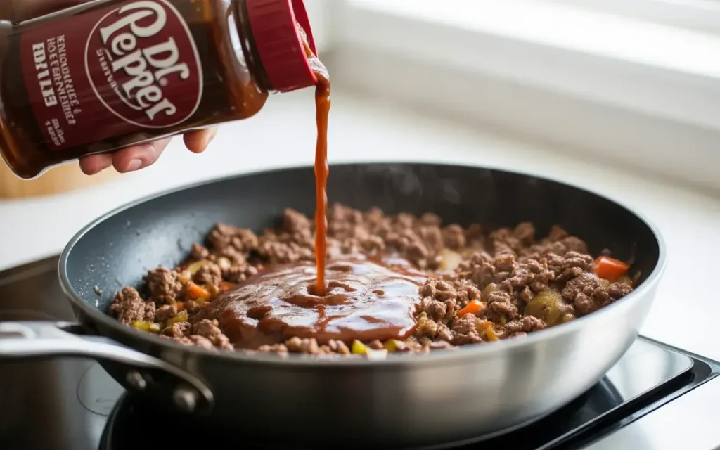 Step 2: Add the Dr Pepper and Seasonings