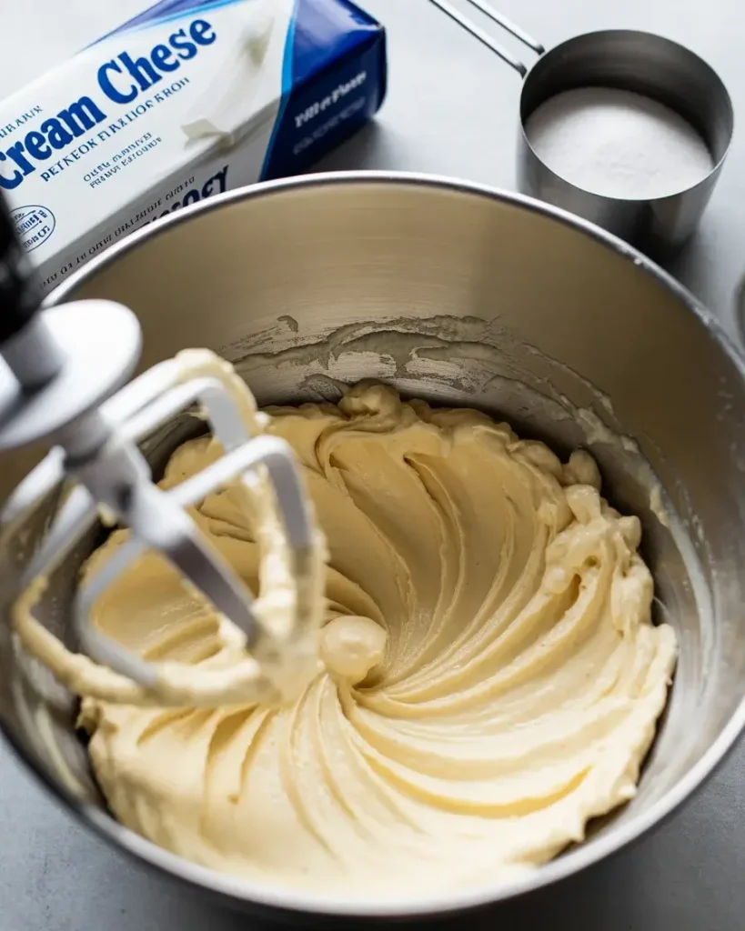 Beat cream cheese until smooth and fluffy for the creamiest filling