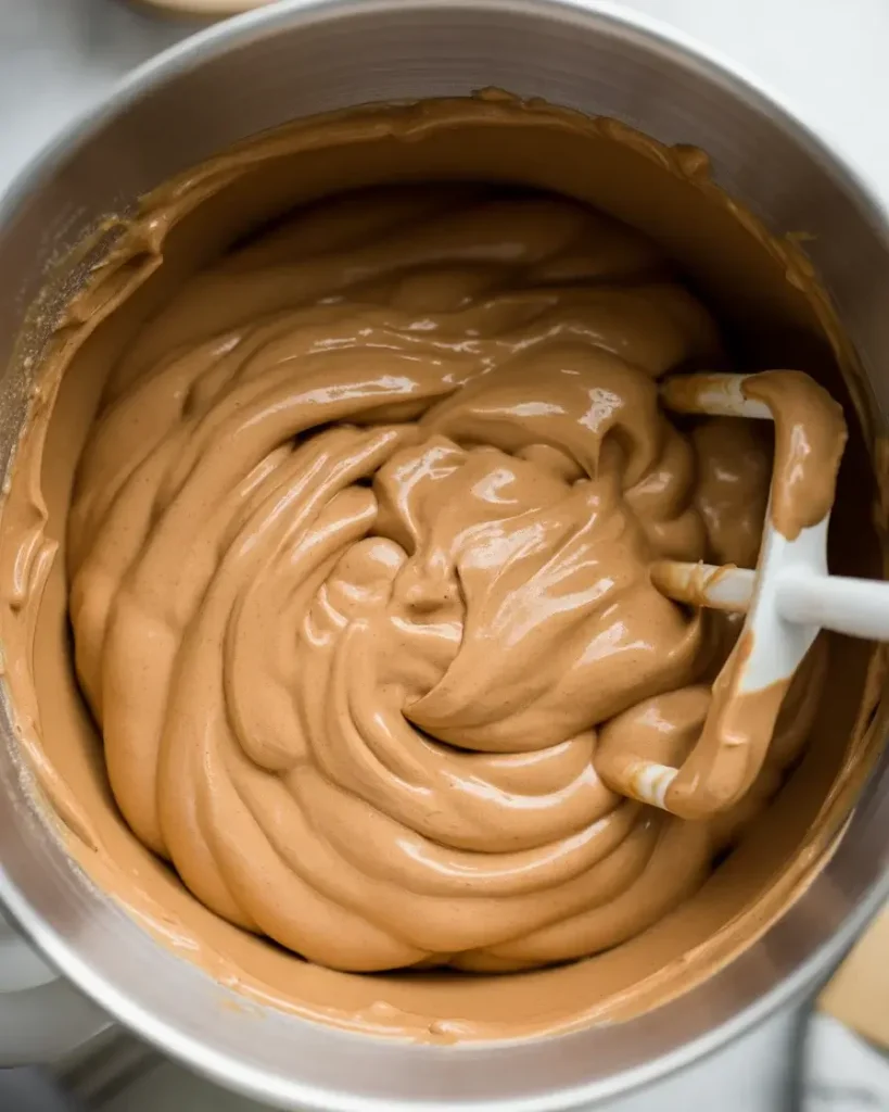 Biscoff spread transforms the filling into a rich caramel-colored mixture