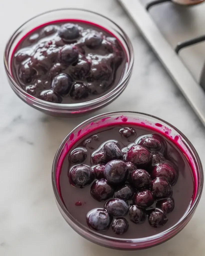 Blueberry compote comparison showing fresh versus frozen berry results