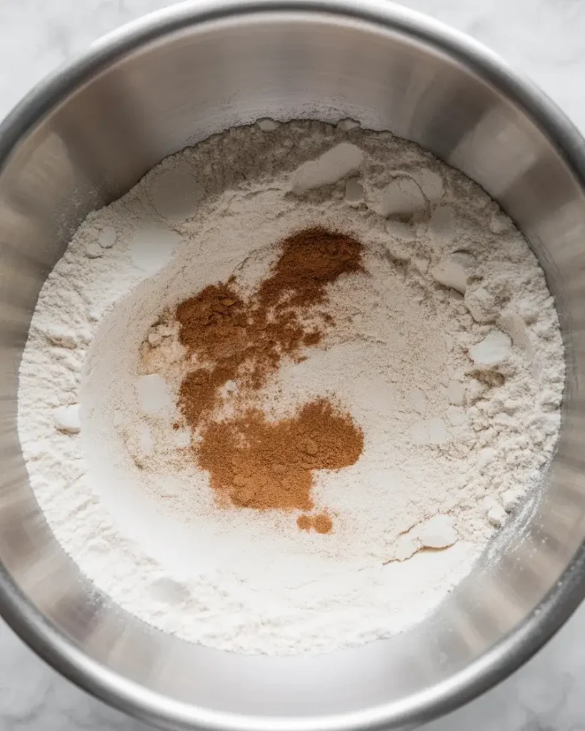 Dry ingredients whisked together with aromatic fall spices throughout