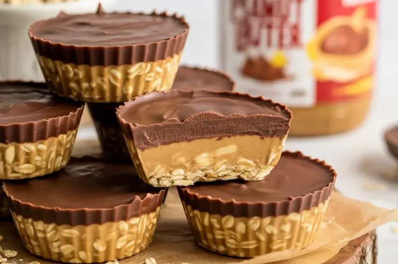 Peanut Butter Oat Cups with Chocolate Topping
