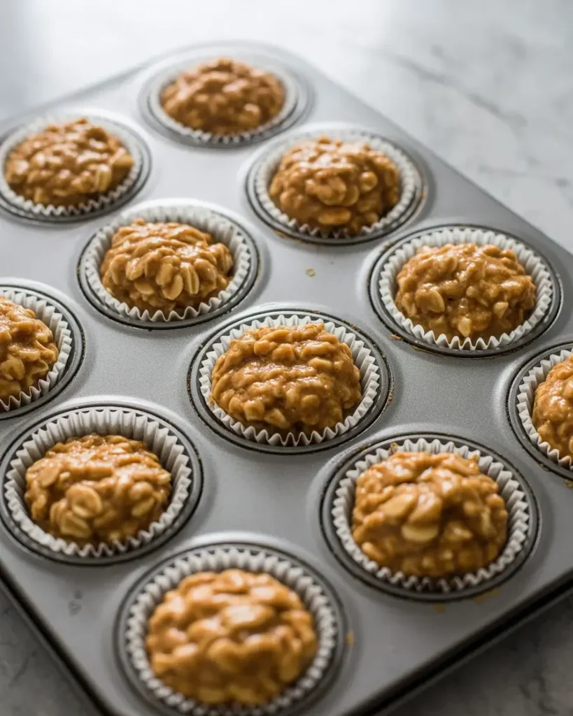 Firmly pressed oat cups ready for the freezer - note the smooth, compact texture