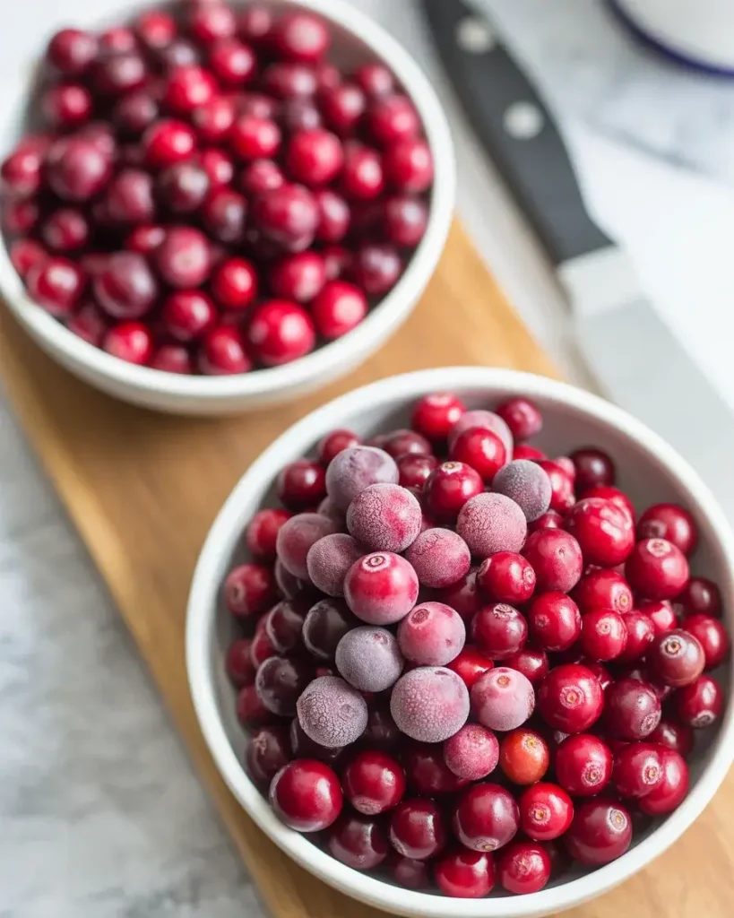 Fresh or frozen cranberries both work for these caramel bars