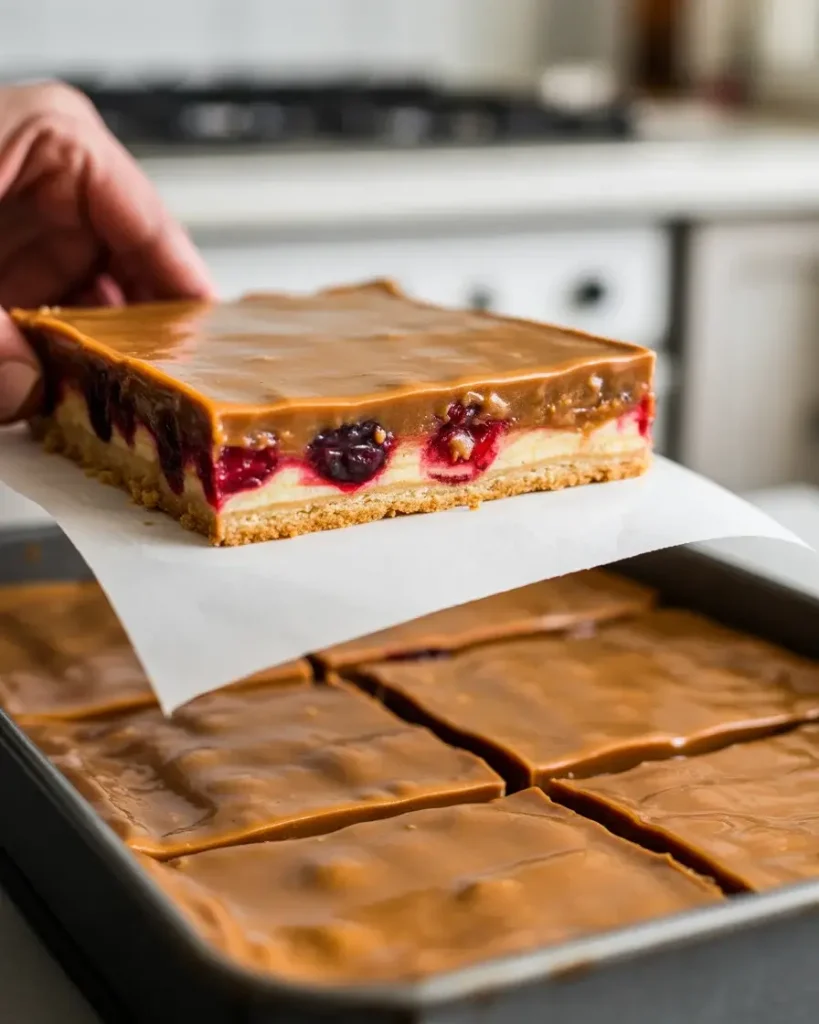 Lift chilled bars using parchment for easy clean cutting