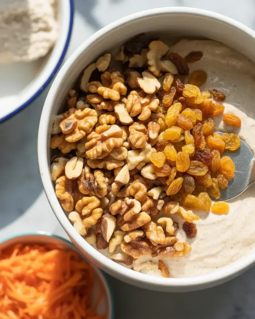 Optional add-ins: toasted walnuts and raisins for extra texture