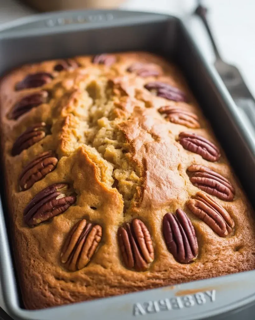 Perfectly baked cake with golden crust and caramelized fruit on top