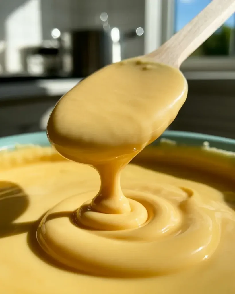 Perfectly thickened custard that coats the spoon and holds its shape