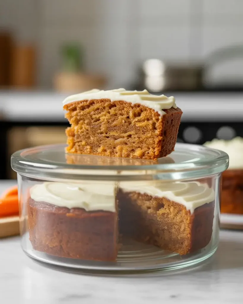 Proper storage keeps carrot cake moist for up to 5 days