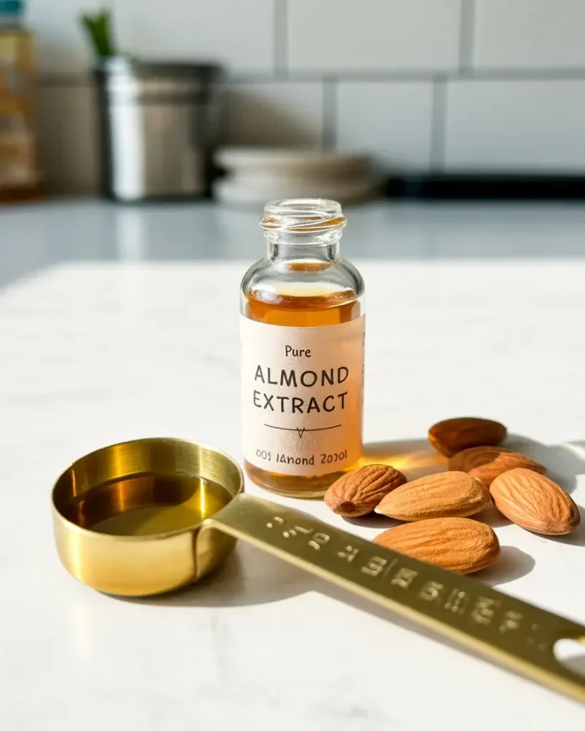  Pure almond extract adds signature flavor to both cake layers