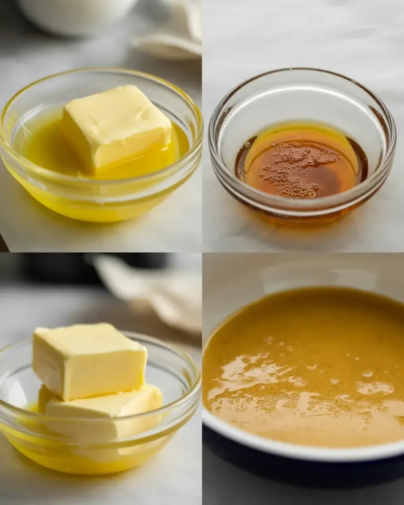 Regular butter versus browned butter showing the color transformation