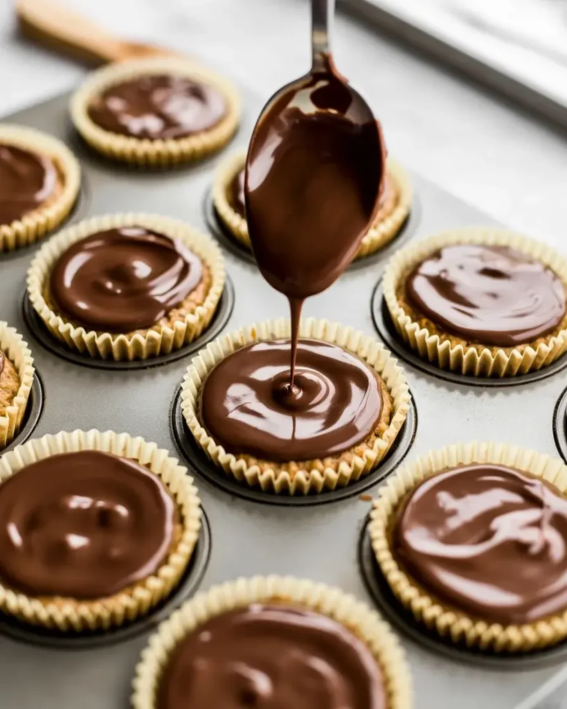 Spreading melted chocolate creates a bakery-perfect finish on each cup
