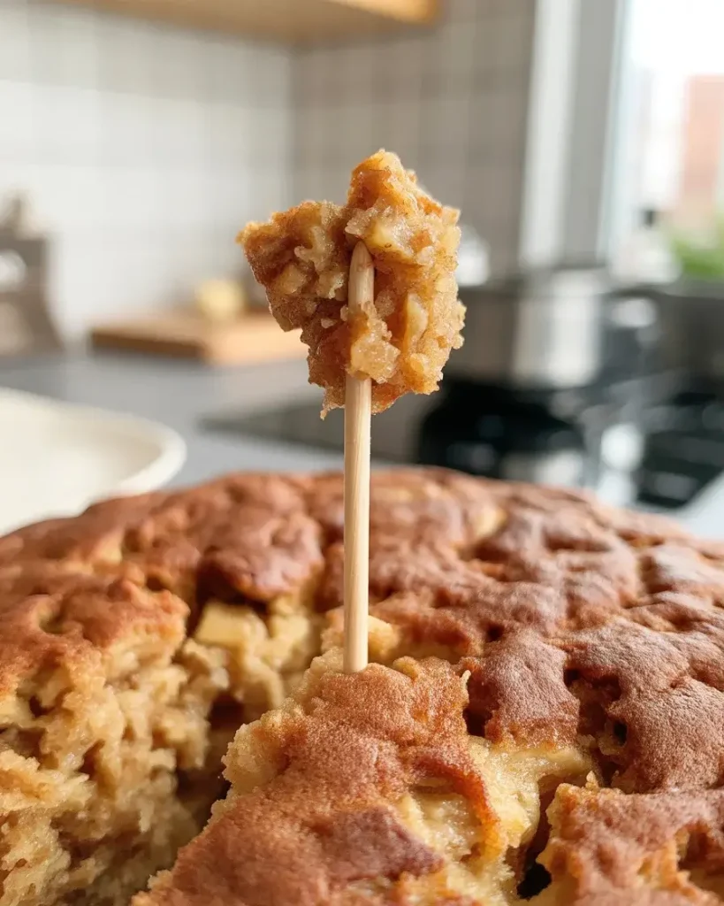 Toothpick test showing moist crumbs for perfectly baked cake