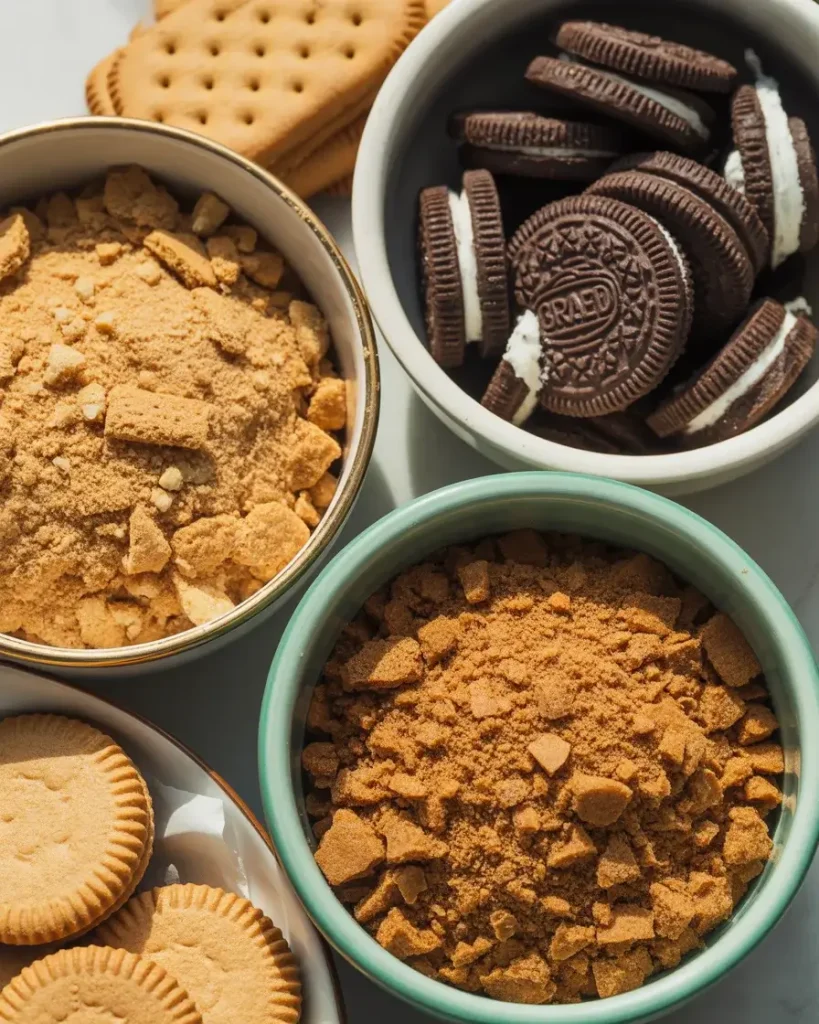 Try graham crackers, Oreos, gingersnaps, or vanilla wafers for the crust