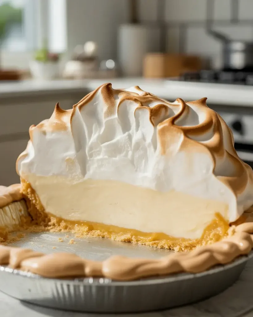 A thick meringue layer acts as insulation keeping the ice cream perfectly frozen inside