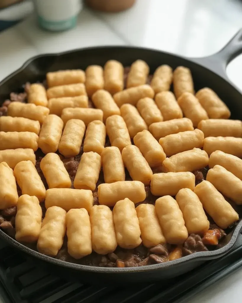 Arranging frozen tater tots upright in a tight single layer for maximum crispiness