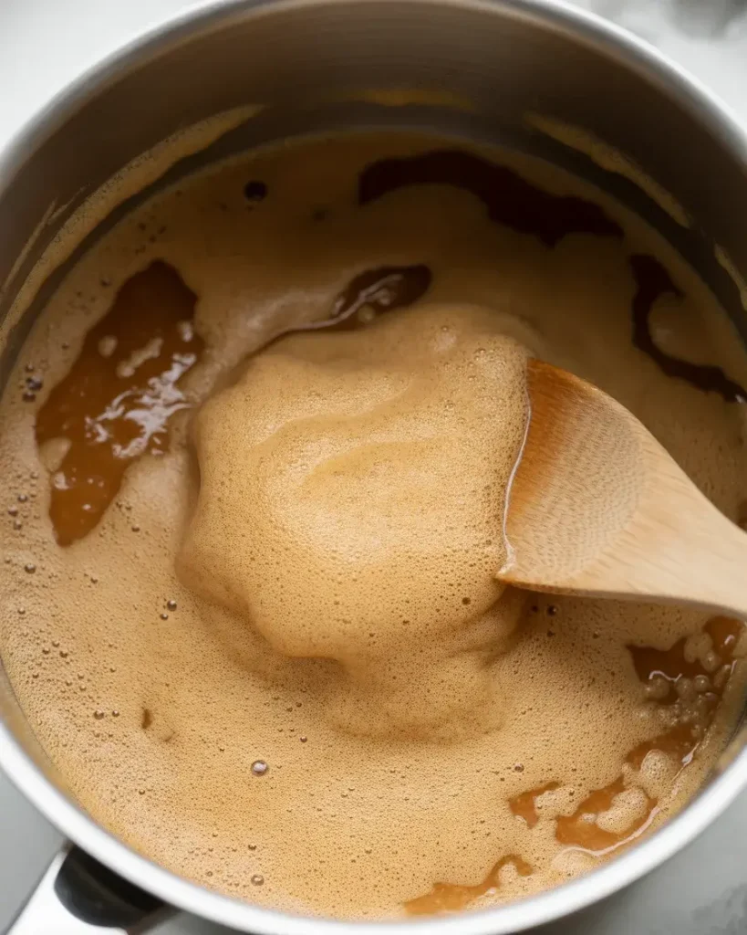 Baking soda creates airy foam that gives brittle its light, crisp snap
