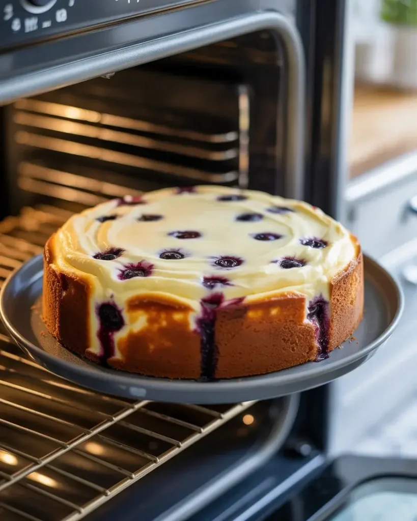 Baking the cheesecake until edges are set and the center has a gentle 2-inch jiggle