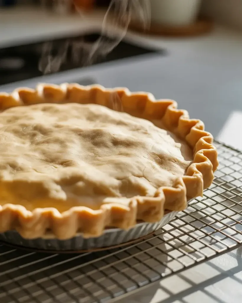 Blind-baked pie crust cooling completely before filling - don't rush this step