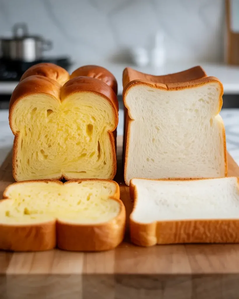 Brioche and Texas toast side by side showing ideal bread options for French toast sticks