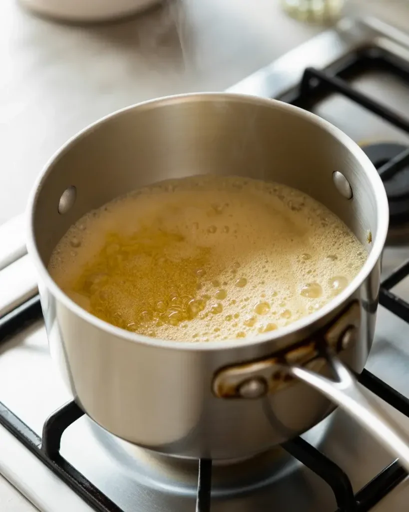 Brown butter turns golden and nutty in about 5-6 minutes over medium heat.