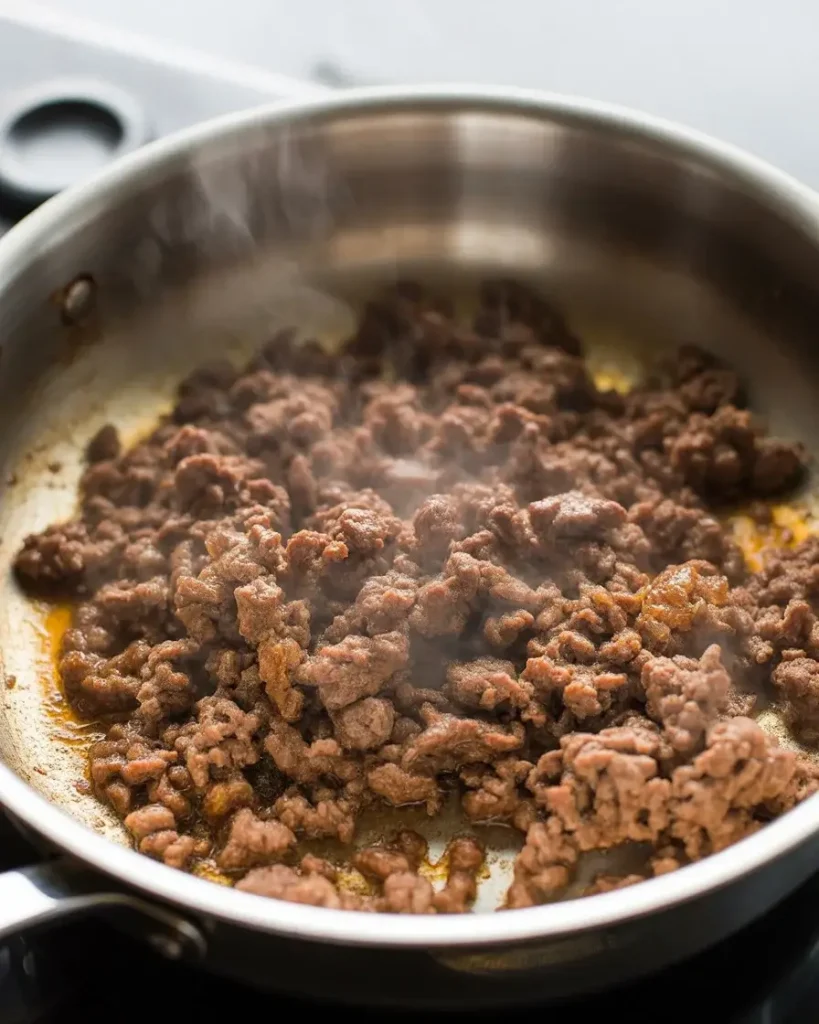 Brown ground beef until deep caramel edges form - don't rush this step