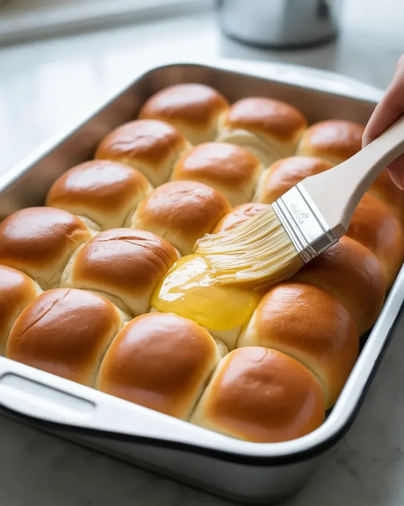 Brushing slider bun bottoms with butter prevents sogginess and adds a golden finish