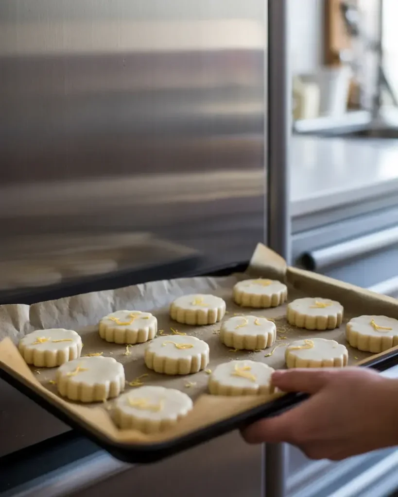 Chilling shaped shortbread for 20 minutes helps maintain sharp edges during baking