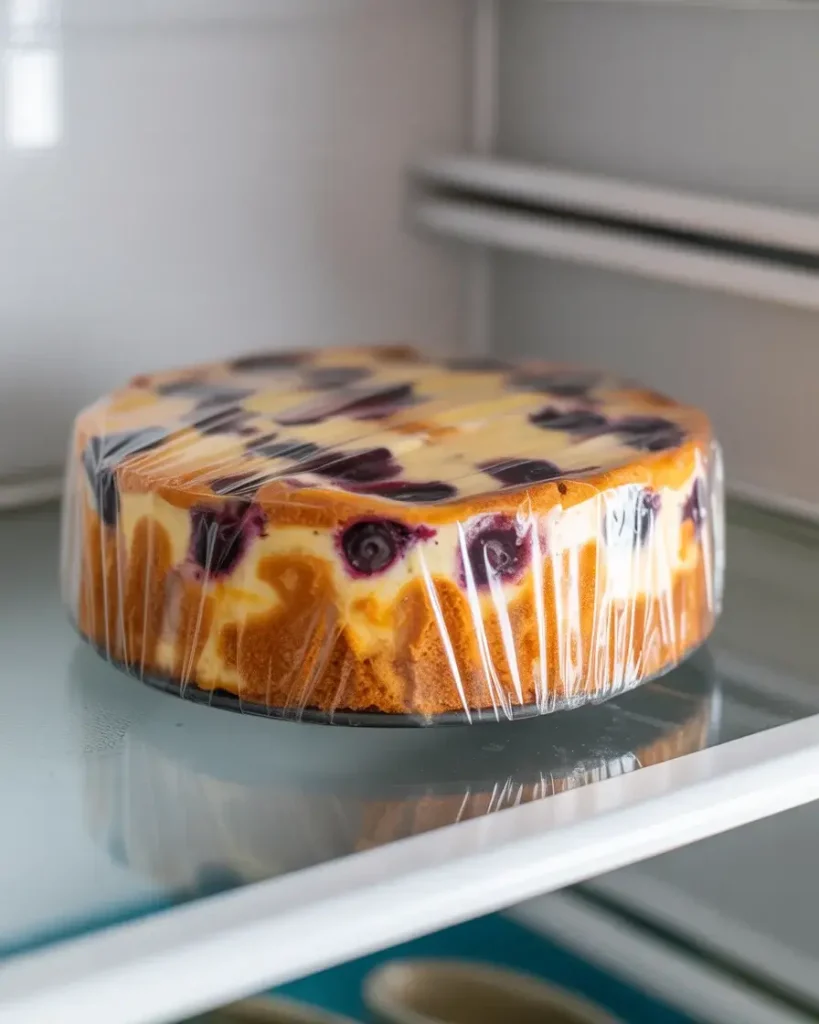 Chilling the cheesecake overnight firms the filling for clean, beautiful slices